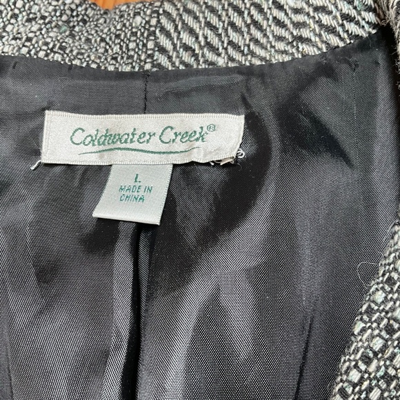 COLDWATER CREEK Wool Blend 3 Button Blazer Fully Lined Metallic Gold Thread Sz L - Picture 5 of 9